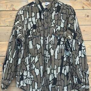 Vintage Trebark Camo Chamois Button Down Shirt Sunshine Camo Large